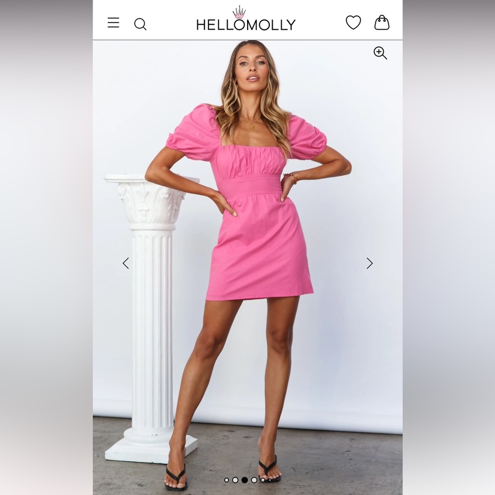 NWOT Hello Molly Pink Puff Sleeve Mini Dress